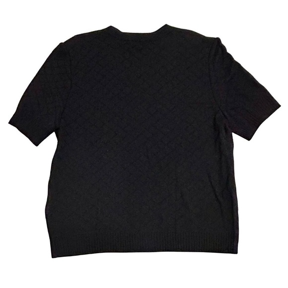 St. John Basics Short Sleeve Knit Cardigan | Size L | Black Gold Button Front - Picture 5 of 5